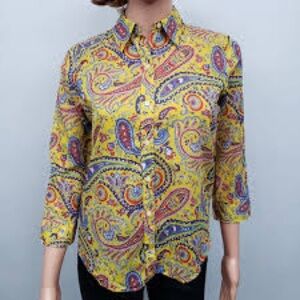 Ralph Lauren Yellow Paisley Button Down Shirt